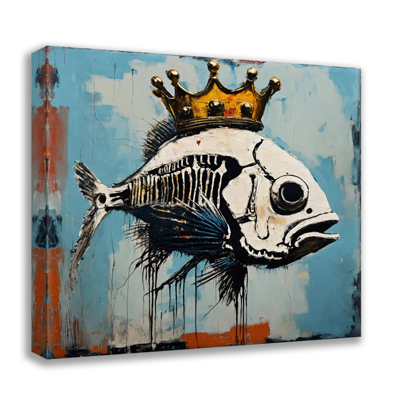 Poisson-Hommage-Basquiat, estampe numérique sur toile tendue avec châssis, H 24 po x l 24 po