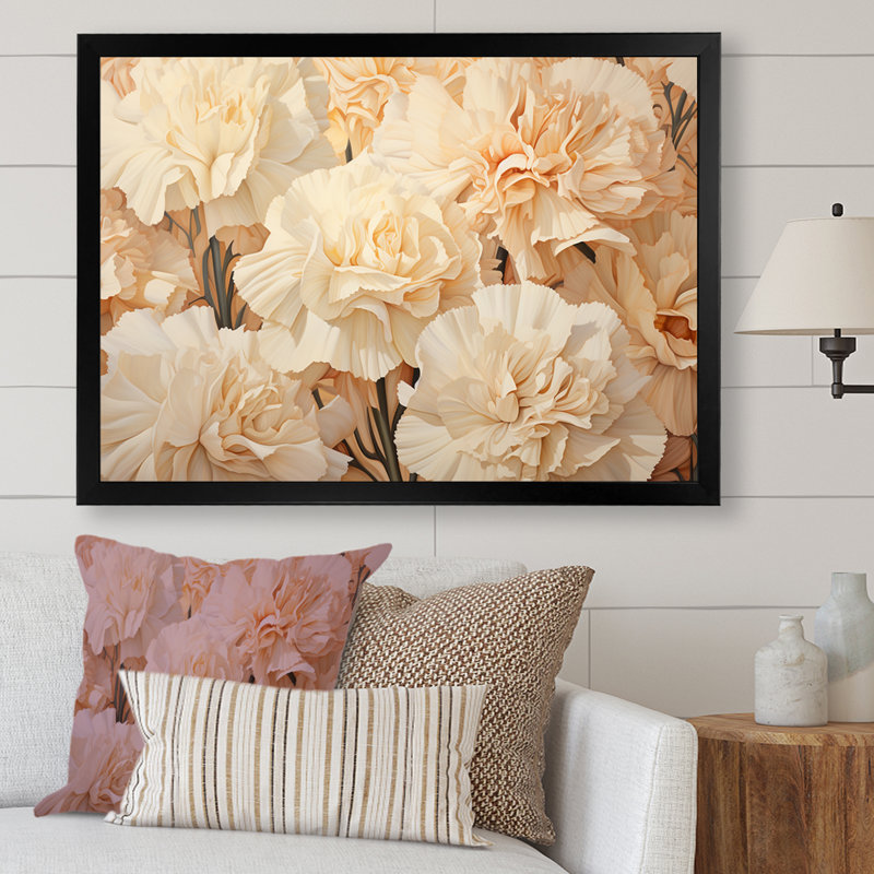Minimalisme, œillets, art mural sur toile, Cadre photo noir simple, H 34 po x l 44 po x P 1,5 po
