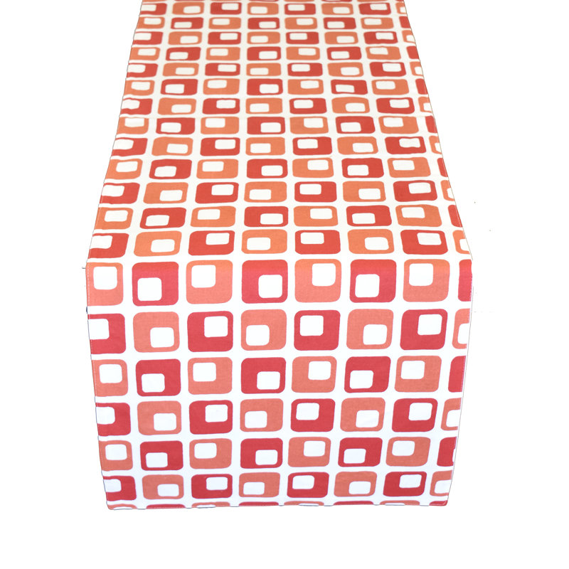 Helder Geometric Table Runner, 72" L x 16" D, Red