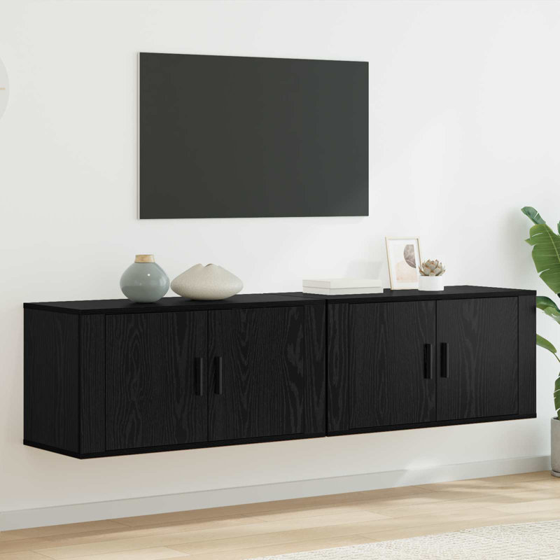 Unfinished TV Stand, 40cm H x 80cm L x 34.5cm W, Black Oak