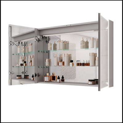 Armoire à pharmacie de salle de bain avec lumières, armoire à pharmacie DEL 36 po x 24 po avec miroir, double porte