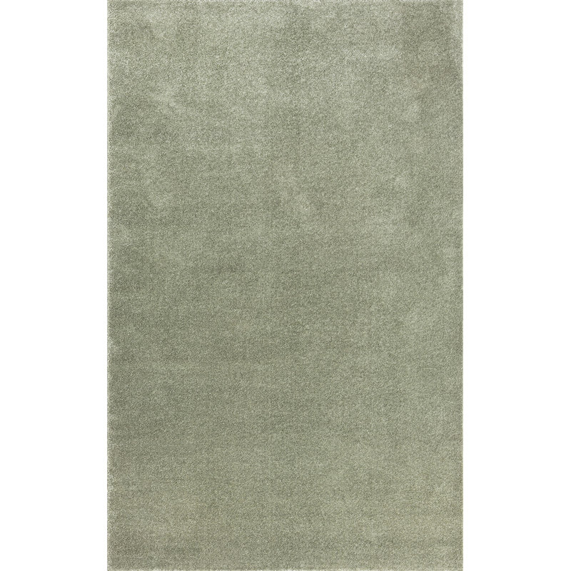 Aricel Solid Low-Pile Green Rug, Rectangle 8'8" x 12'