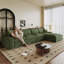 Canapé modulaire de 135 pouces en velours côtelé, structure double couche, coussins amovibles, aucun assemblage requis, vert-1254898757-1254898758-1254898776
