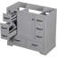 Base de meuble-lavabo moderne, gris, 6 tiroirs, tablette réglable, armoire en bois massif gris-637152094