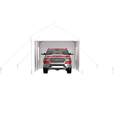 Abri d'auto 12 pi x 20 pi avec structure en acier galvanisé. 2 portes, 4 fenêtres ventilées. Auvent protégé, assemblage rapide pour voiture, camion, bateau et accessoires de jardin