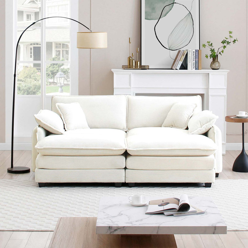 Canapé de cinéma deux places avec repose-pieds, Beige