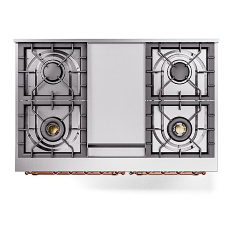 ILVE Nostalgie II Series 40 inch Dual Fuel Range with 6 Sealed Burners, Griddle (Solid Door), Natural Gas, RAL/Copper