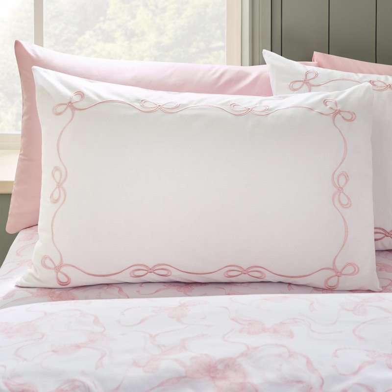 Bow Embroidery Duvet Cover Set, King Duvet Cover Set + 2 Standard Pillowcases