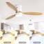 Ventilateur de plafond encastré de 52 pouces DC 3 ventilateur en bois massif Pales Moteur à télécommande réversible avec lumière