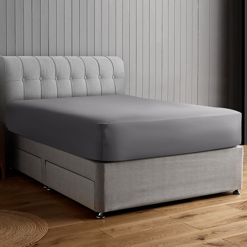 Aerona 200 Thread Count Microfiber Brushed Fitted Sheet, Grey, Double (4'6)