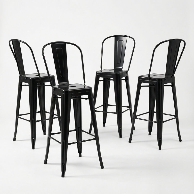 Counter Stool with Metal Frame, Black