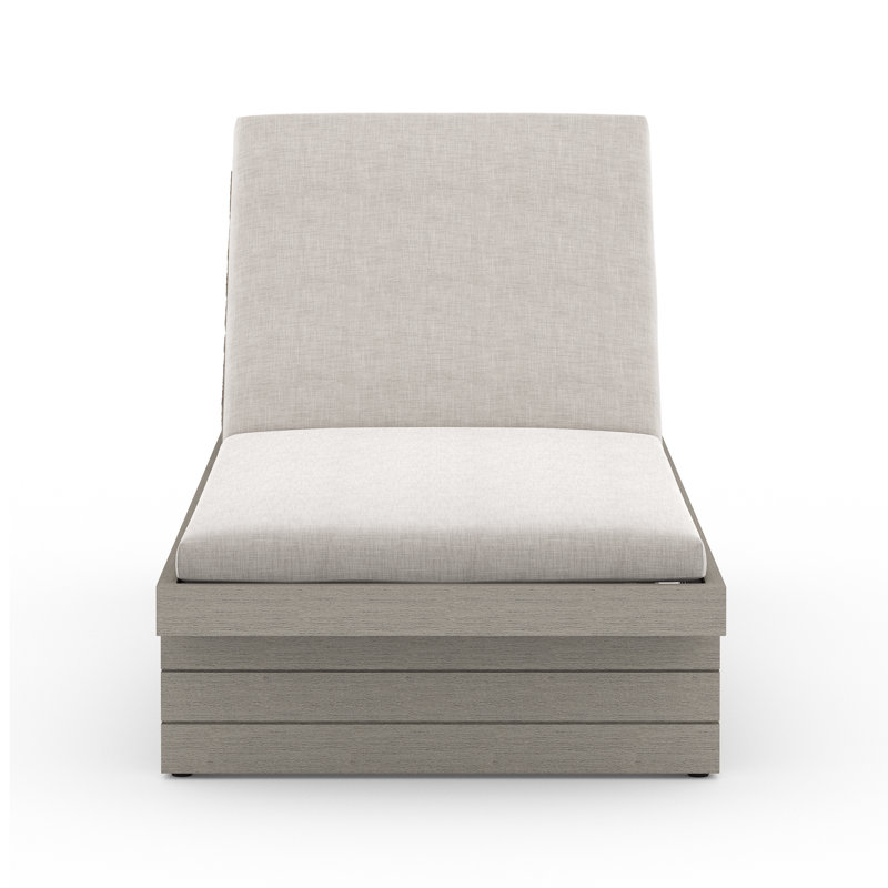 Leroy Outdoor Teak Chaise Lounge, Brown, Stone Gray
