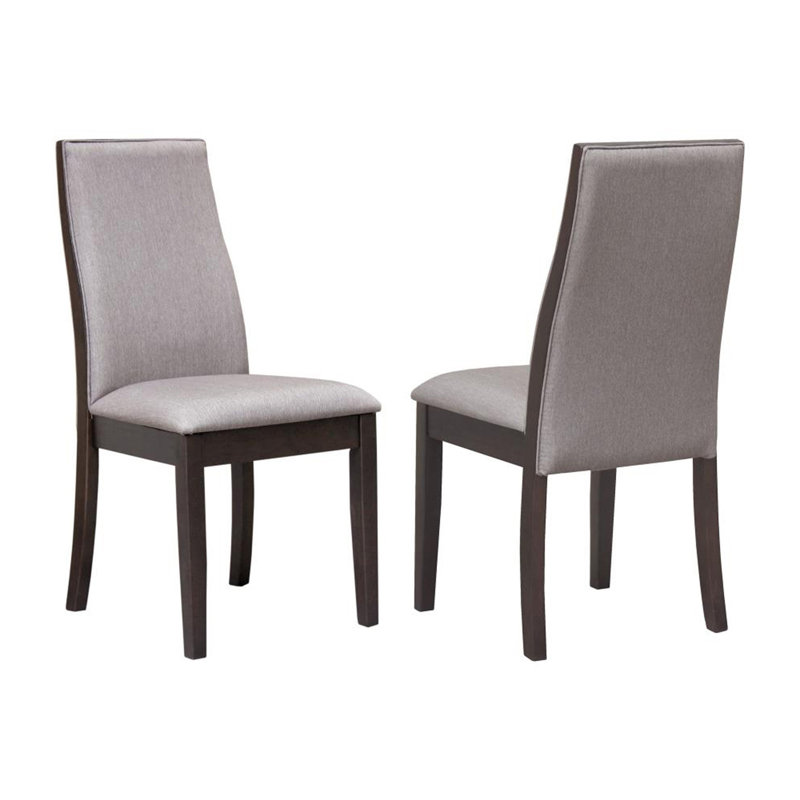 Ensemble de 2 chaises de salle à manger rembourrées en tissu, Taupe, Espresso