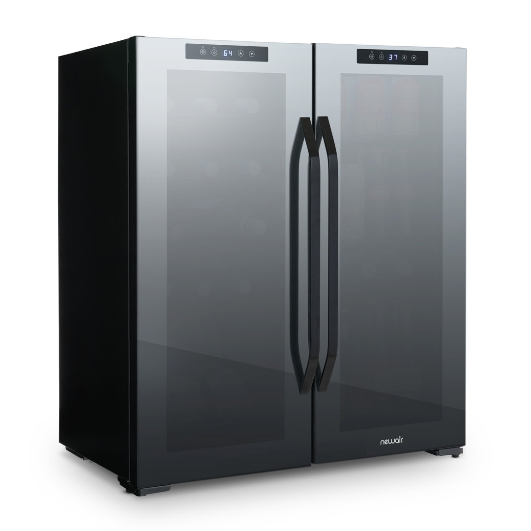 Newair Shadow Series Wine And Beverage Refrigerator 18 Bottles & 59 Cans, Dual Temperature Zones Newair