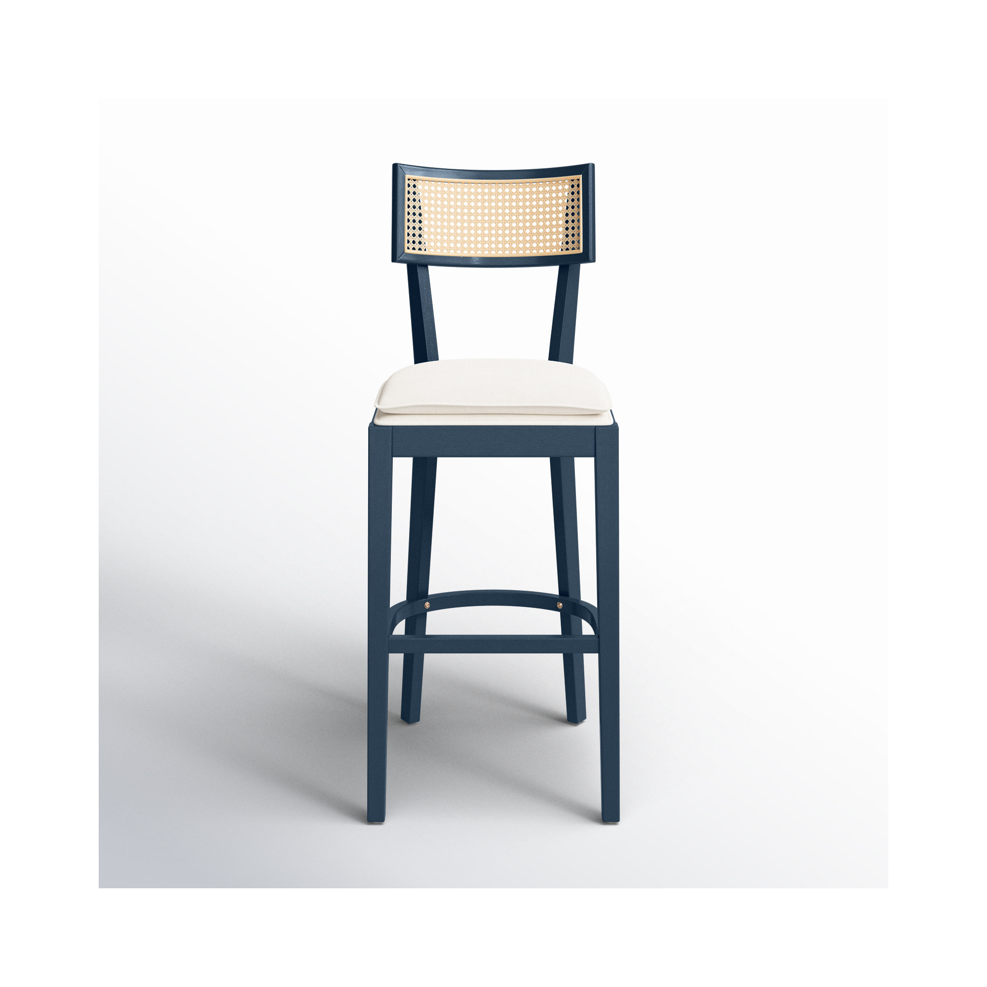 Tarrington Cane Stool, Natural/Navy, Bar Stool (30.5" Seat Height)