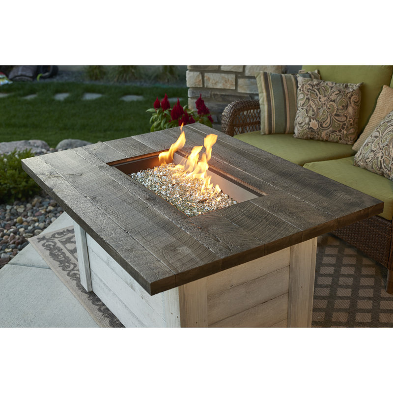 Alcott 48" Farmhouse Brown Gas Fire Pit Table with Antique Timber Top