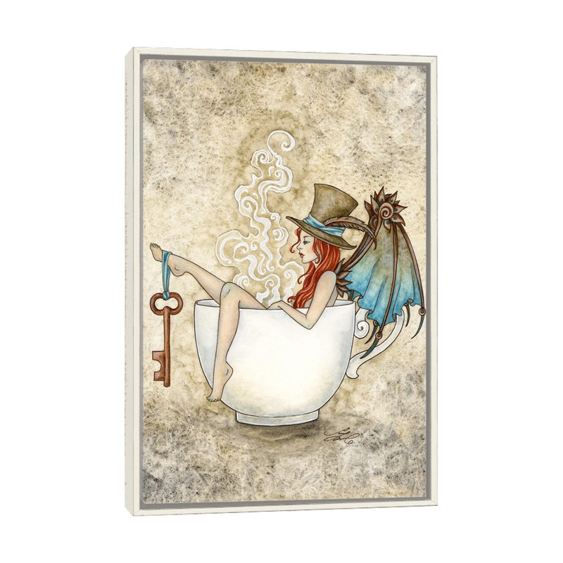 Steam Bath, Distressed White Floater Framed Canvas, 26" H x 18" W x 1.5" D, No Mat