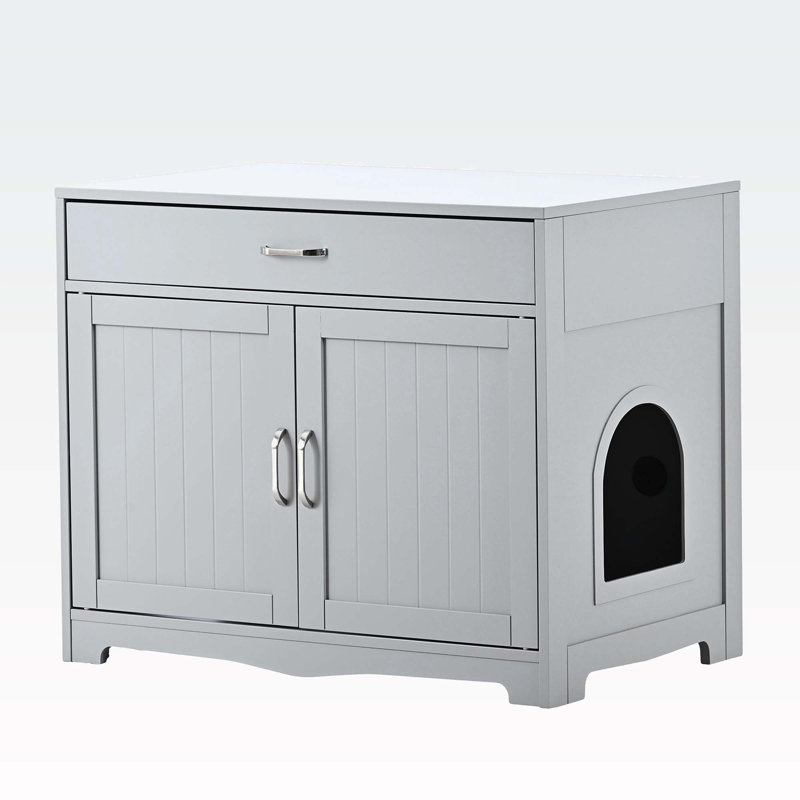 Litière pour chat avec fiche cachée, gris