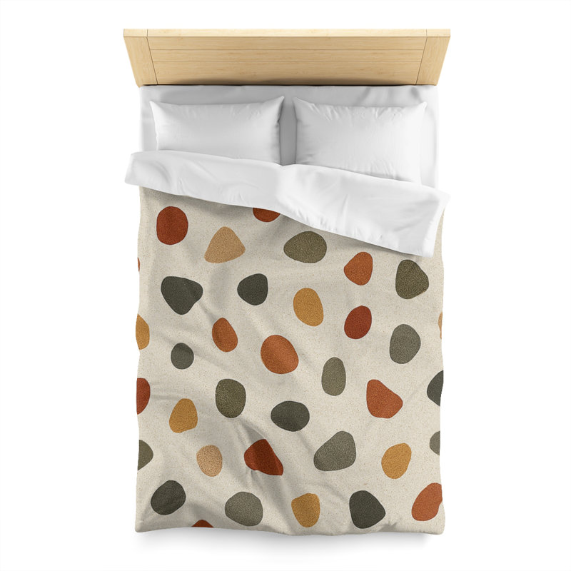 Microfiber Duvet Cover Boho Style, Design 41, Twin Duvet Cover, White