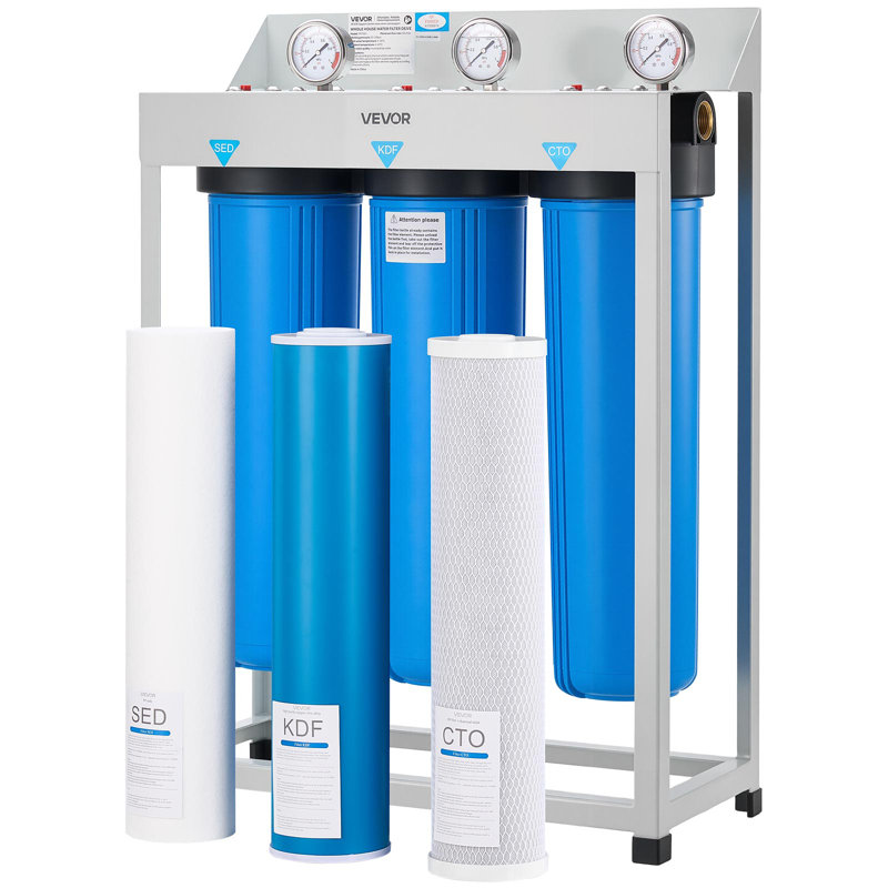3-Stage Whole House Water Filter System 4.5" x 20" KDF Heavy Metal Removal