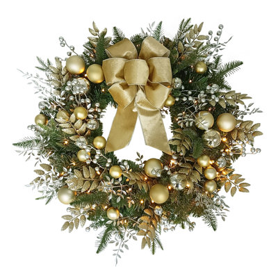 Couronne artificielle décorative pré-éclairée à piles 26 po