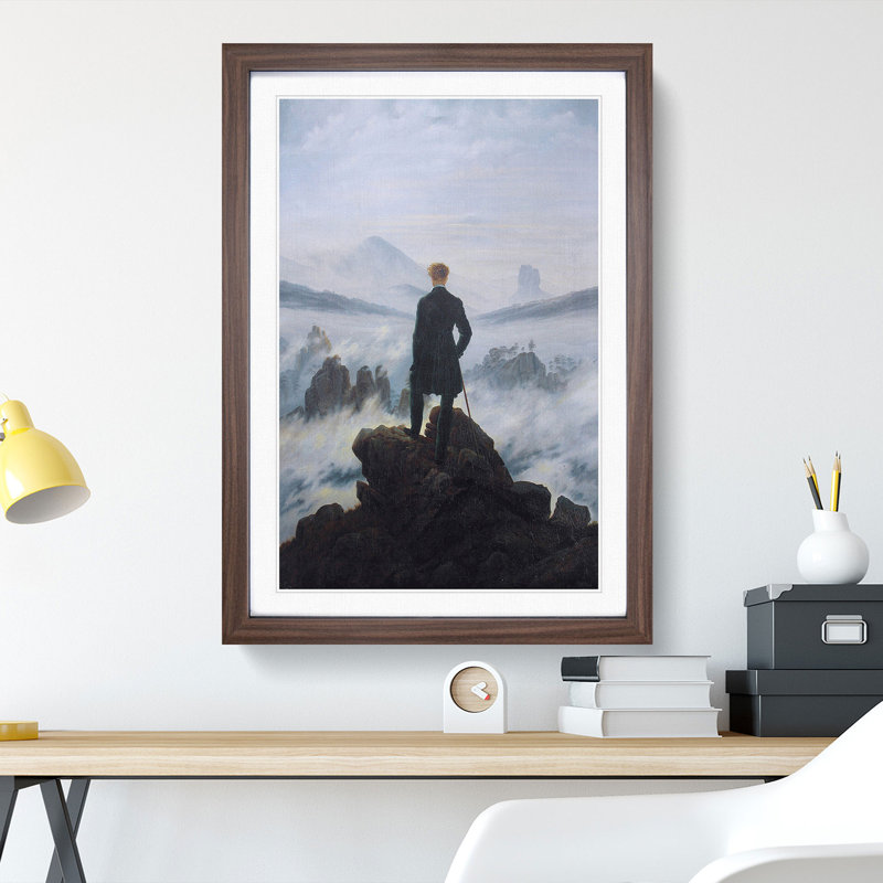 Wanderer Above the Sea of Fog Vol.2 by Caspar David Friedrich - Picture Frame Painting, Walnut, 65cm H x 48cm W x 2cm D