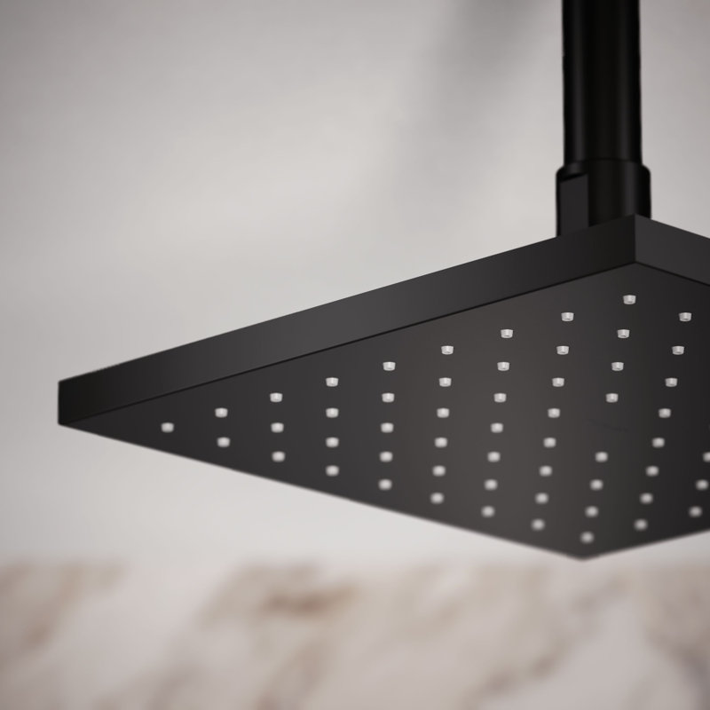 Contemporary Rain Shower Head, Matte Black, Square, 2.5 GPM