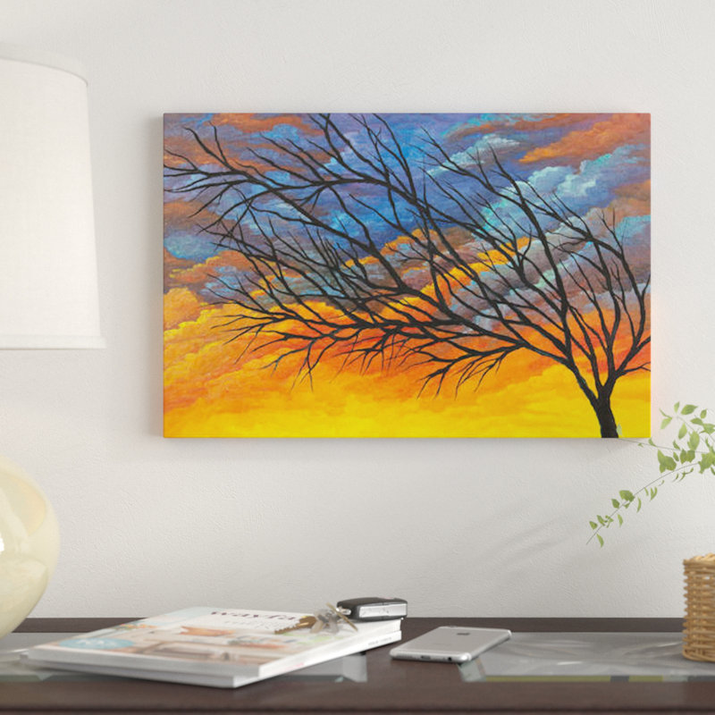 « crépuscule tree », reproduction d’impression sur toile, H 26 po x l 40 po x P 1,5 po, Toile tendue, Pas de tapis