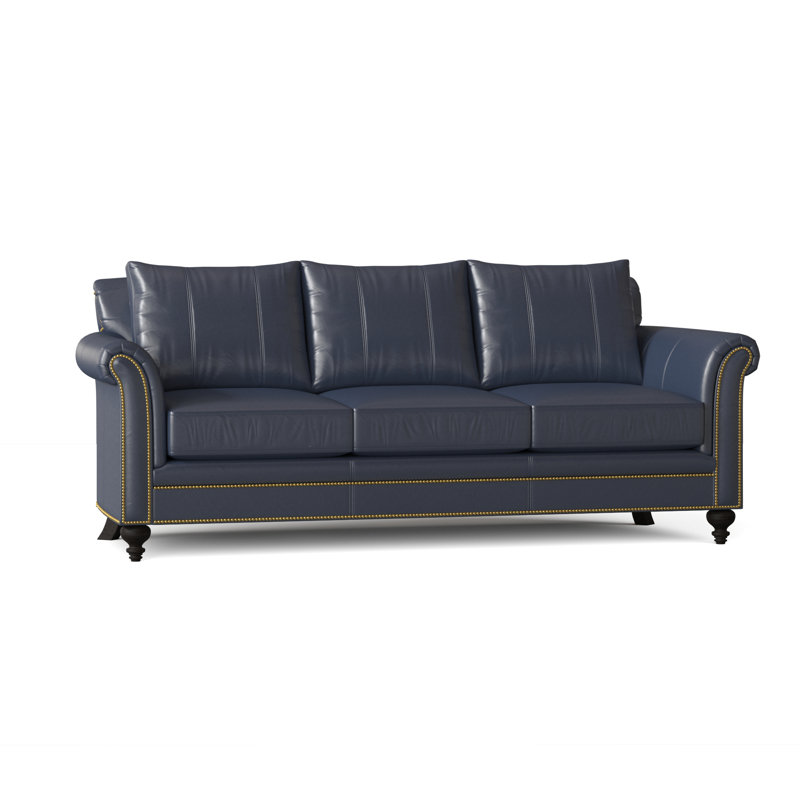 Richardson Sofa, Aline Fumo Genuine Leather, Mahogany, French Natural