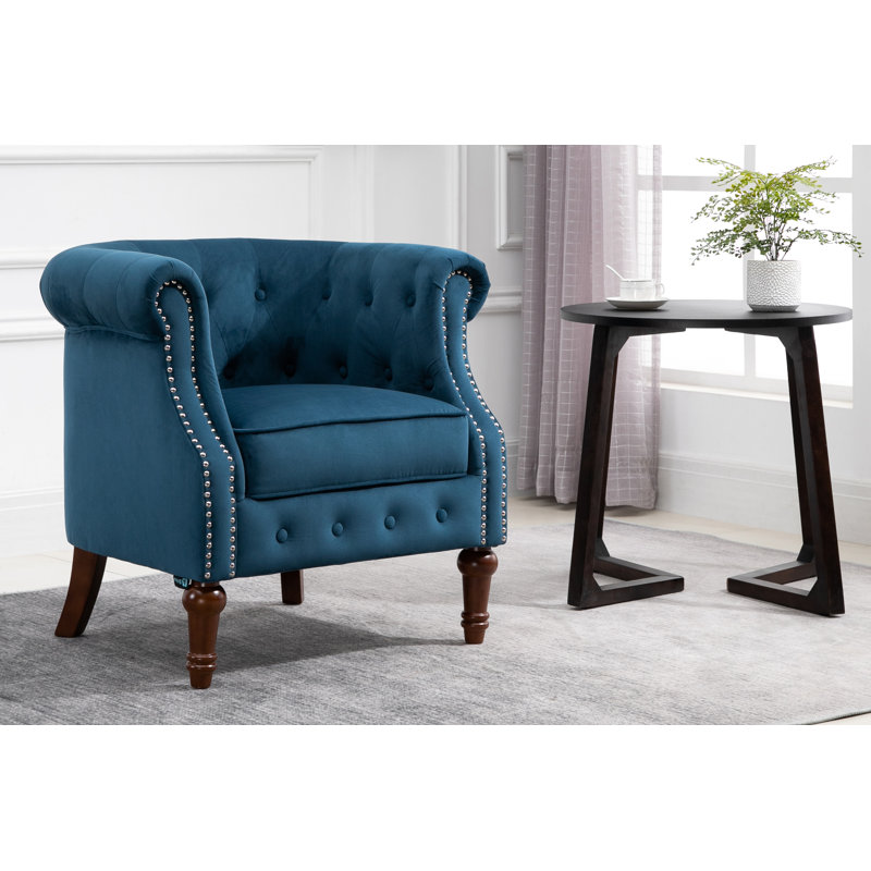 Noelia 77Cm Wide Tufted Velvet Chesterfield Chair, Blue