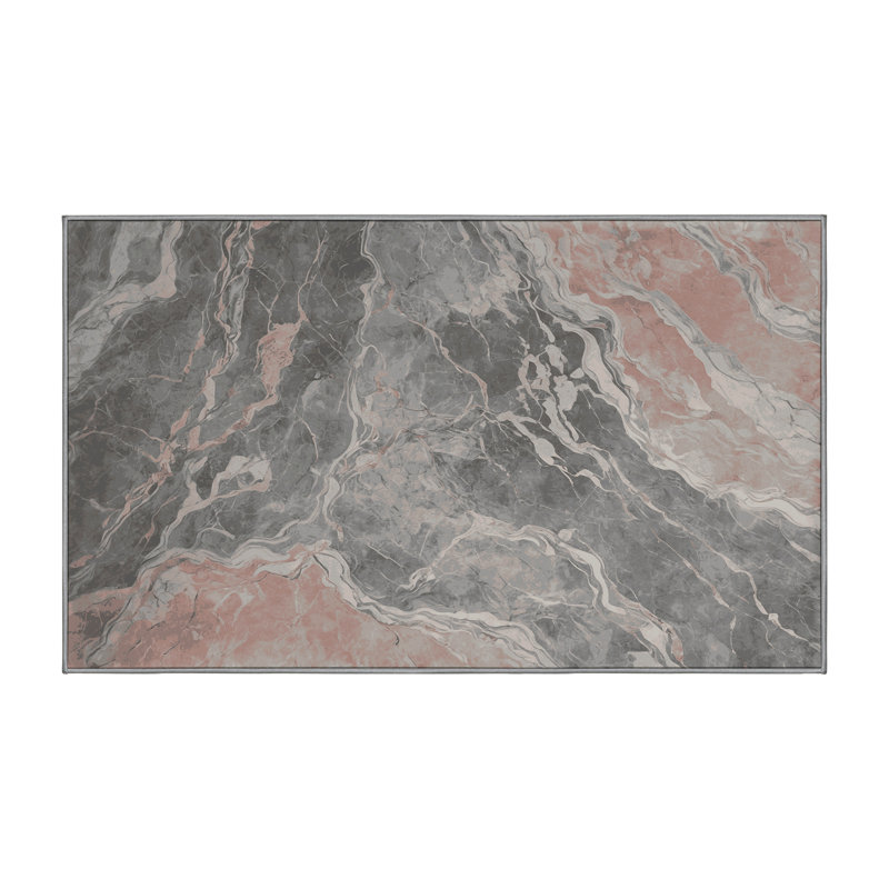 Machine Washable Gray Area Rug, Rectangle 3' x 5'