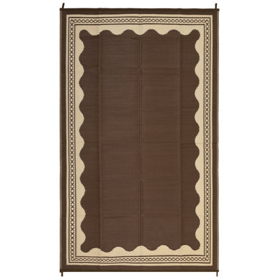 Bordered Reversible, Easy to Clean, Waterproof, UV Resistant Outdoor Rug Washable Lightweight Plastic Straw Mat for Patio Backyard Camping Beach