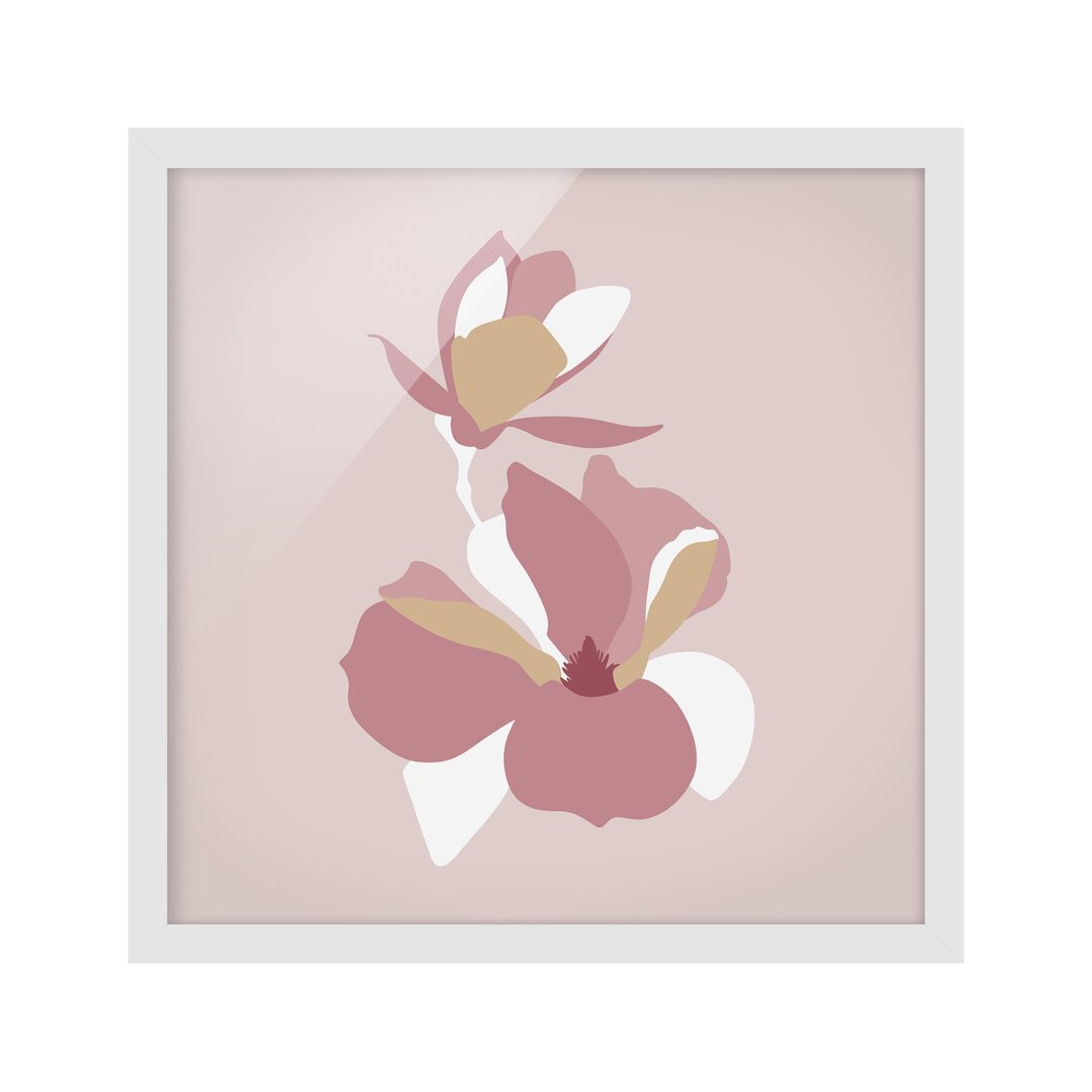 Gerahmtes Poster Line Art Flowers Pastel Pink