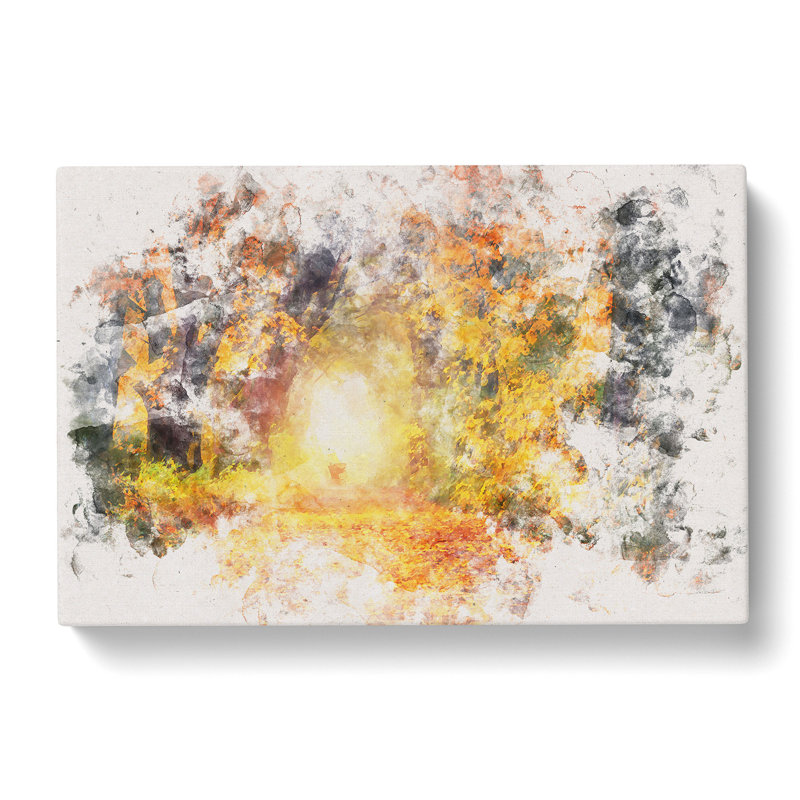 Heading Through An Autumn Forest - Wrapped Canvas Print, 35cm H x 50cm W x 3cm D