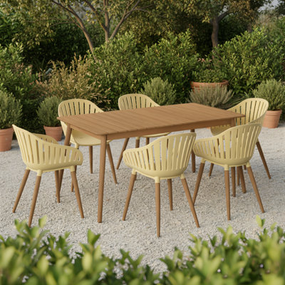 Dugas 7Pc Outdoor Patio FSC Wood Dining Set