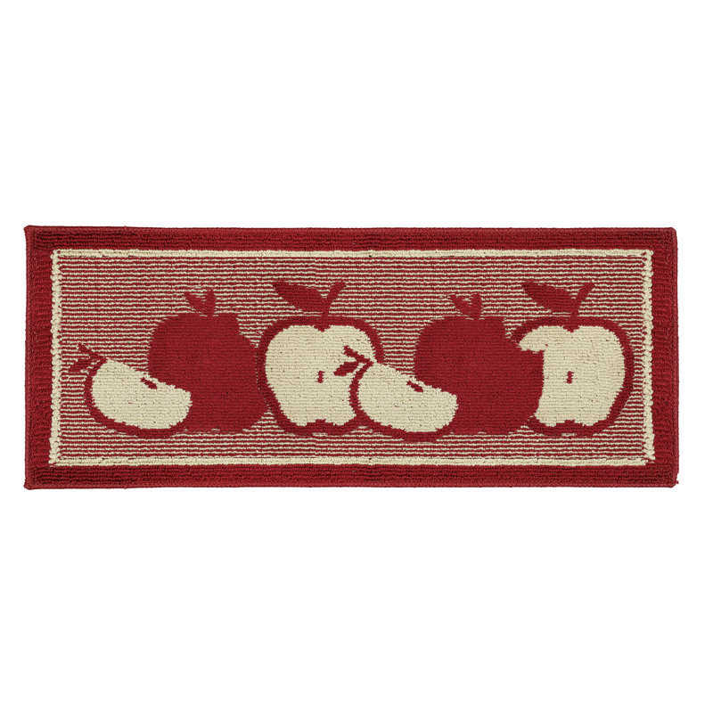 Tapis de cuisine en velours rouge antidérapant Fereol Home Decor, Rectangle 1 pi 8 po x 4 pi