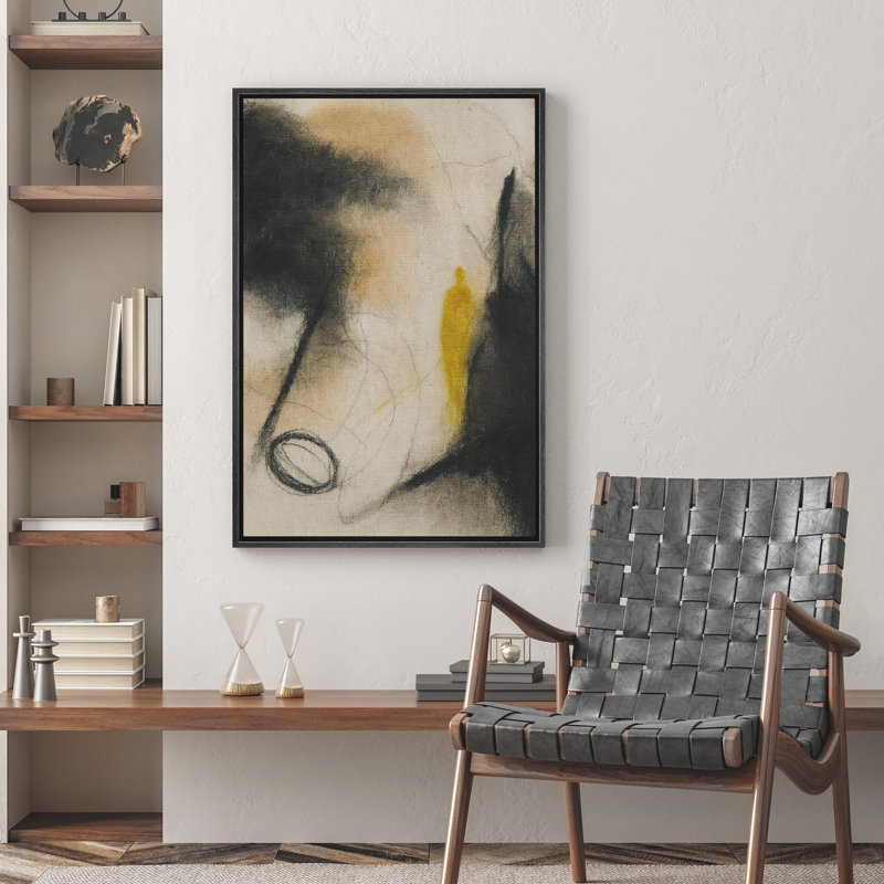 «Neutral Abstract Wall Art», reproduction d'art sur toile encadrée, Noir, H 24 po x l 16 po