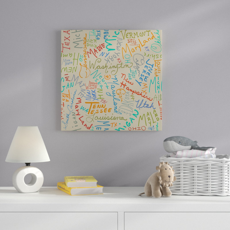 « state typographie beige », art sur toile, H 14 po x l 14 po x P 2 po