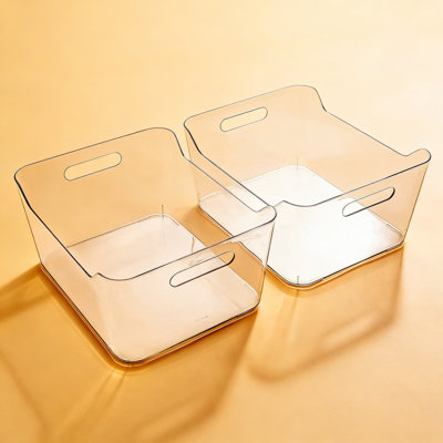 Clear Plastic Storage Bins 2-Pack, X-Large Organizer Bins For Pantry, Refrigerator, Kitchen Cabinet, And Bathroom, Durable And BPA-Free With Easy-Grip Handles