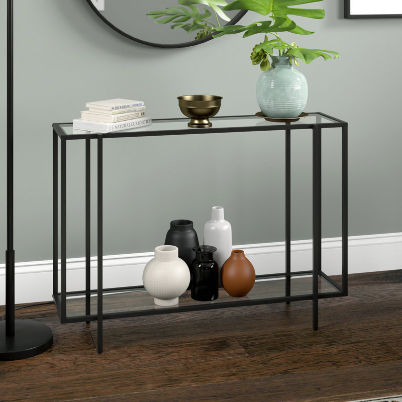 Ismir Glass Top Console Table, Black Bronze