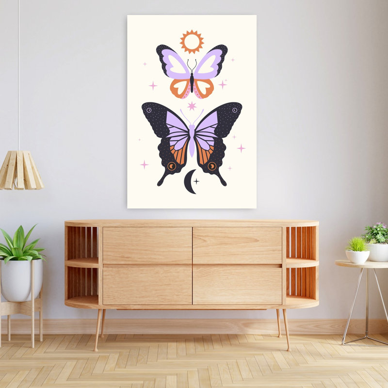 Art contemporain contemporain avec papillon, H 48 po x l 32 po