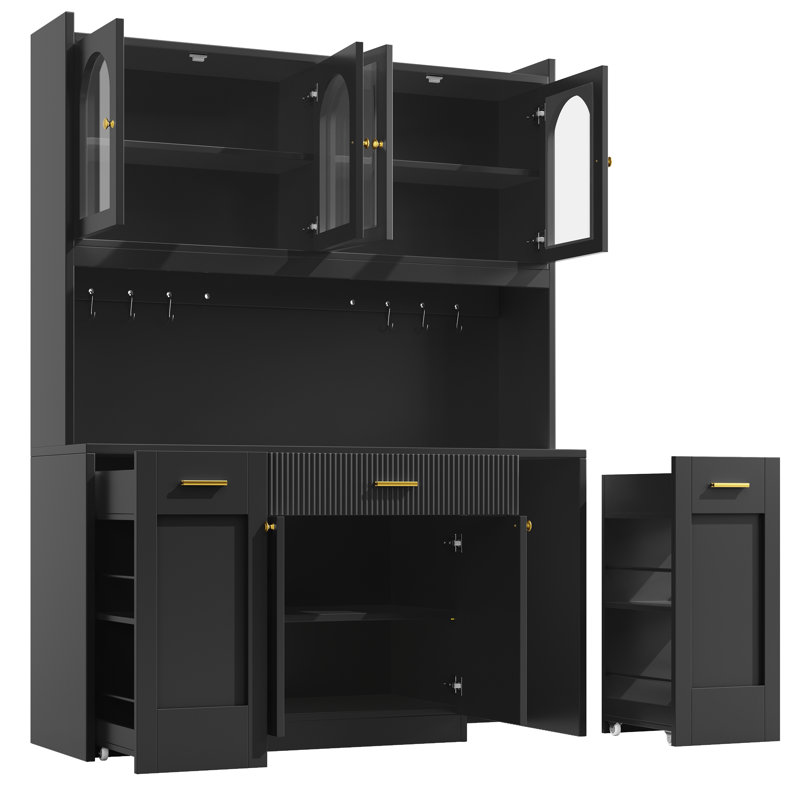 187 cm H Standard Pantry / Tall Cabinet, Black