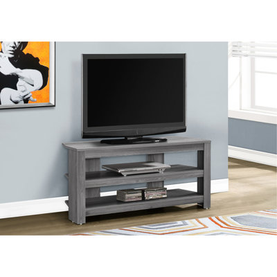 42 Inch Modern Tv Stand Console In Grey With Center Pedestal And Open Shelves For Gaming Contemporary Entertainment Media by Ebern Designs