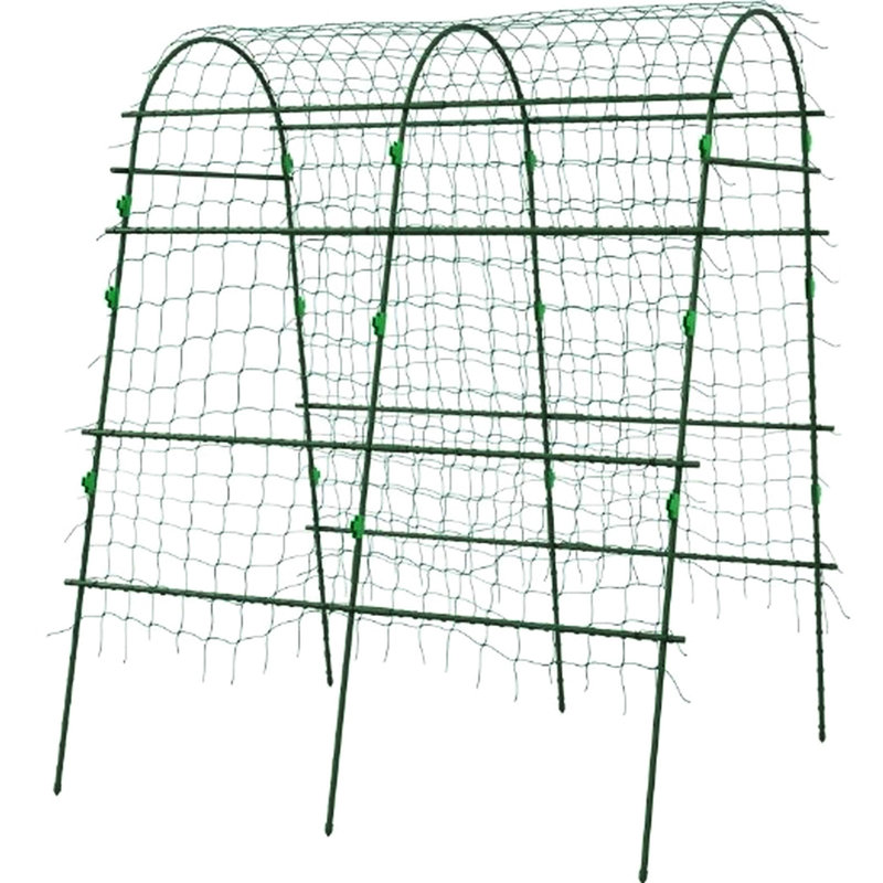Treillis arqué avec support pour plante grimpante - idéal pour les pois, les courgettes et les légumes, hauteur personnalisable, acier pe, raisins d'une capacité de 33 lb, cultures de concombres, acier recouvert de plastique réglable, 56,75 po