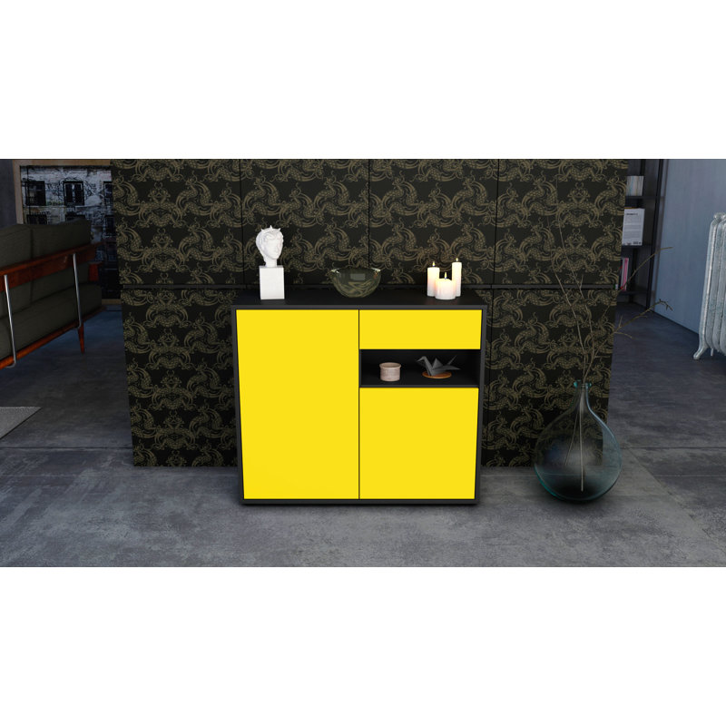 Rayburn 92cm Sideboard, Charcoal/Yellow