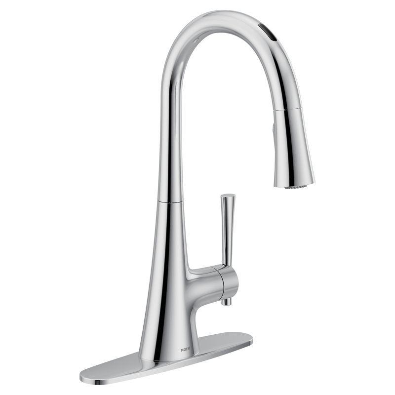 Moen Kurv Single Handle Pulldown Kitchen Faucet with Power Clean Technology, Chrome, Voice Controlled