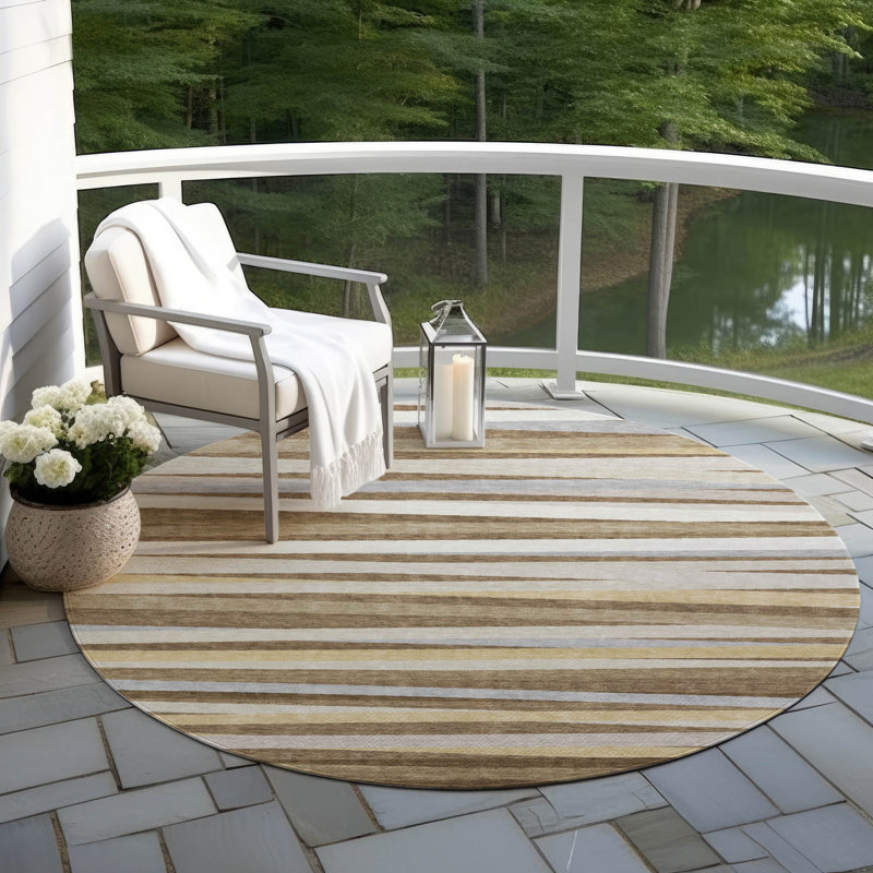  Machine Washable Indoor/Outdoor Chantille ACN997 Gray Area Rug, Round 8'