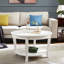 Table basse American Traditional 2 - café rond blanc avec rangement pour le salon