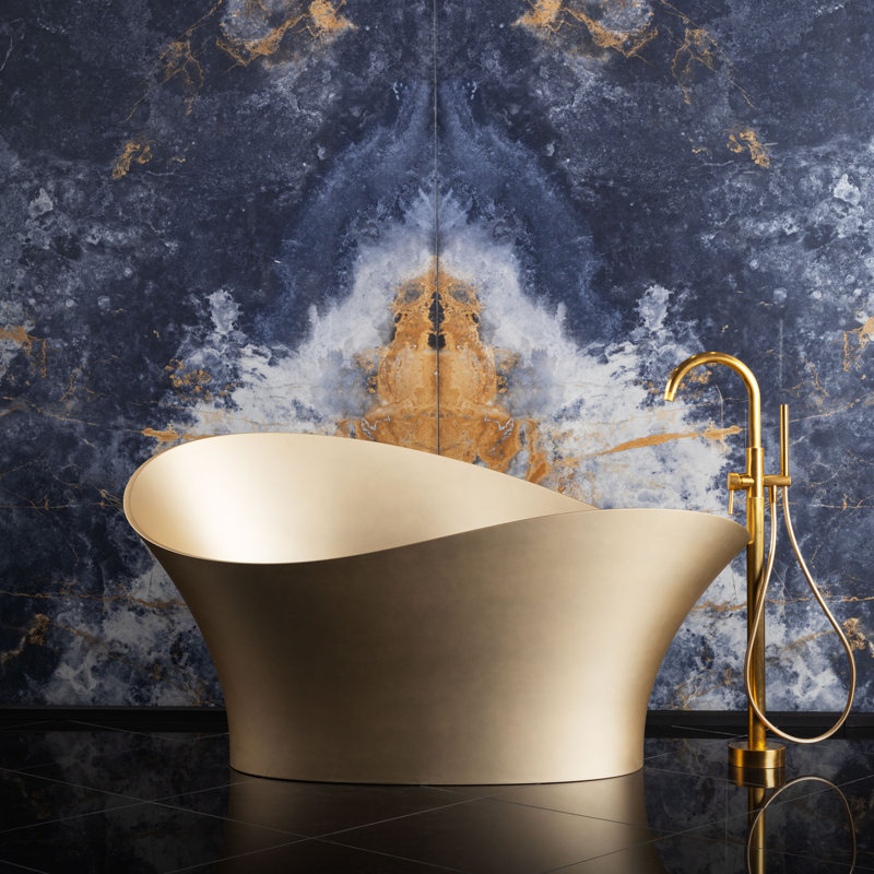 Vivian 69" x 31" Freestanding Soaking Bathtub, Champagne Gold