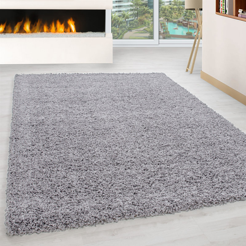 Tapis gris clair en polypropylène tissé à la machine Dollene, Rectangle 4 pi 7 po x 6 pi 7 po